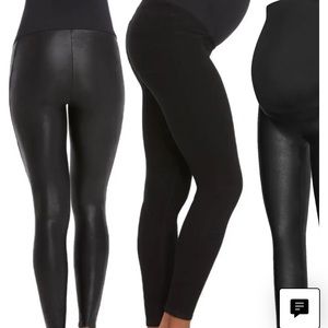 Spanx Maternity faux leather leggings. Size M